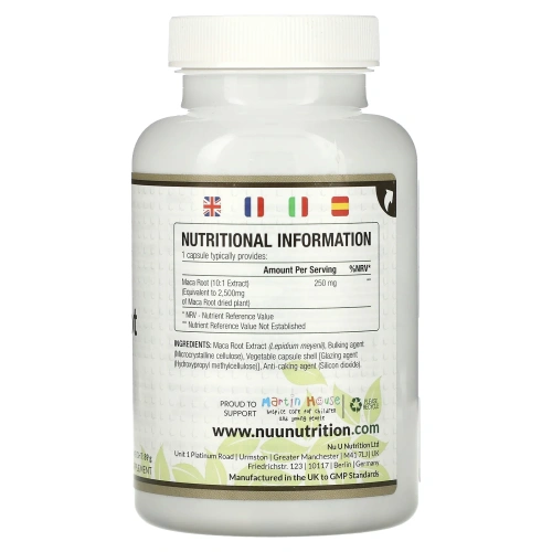 Nu U Nutrition, Корень маки, 2500 мг, 180 растительных капсул
