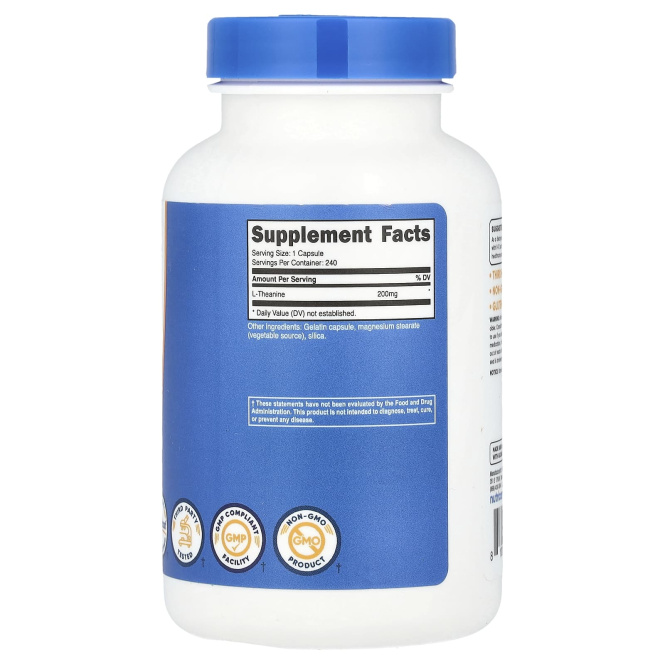 Nutricost, L-теанин, 200 мг, 240 капсул