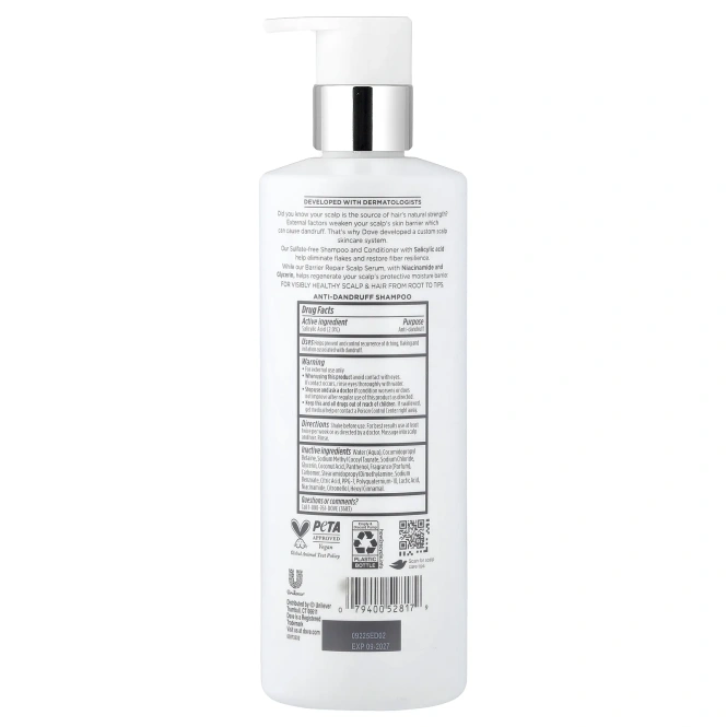 Dove, Derma Scalp, шампунь против перхоти, 45 жидк. унций