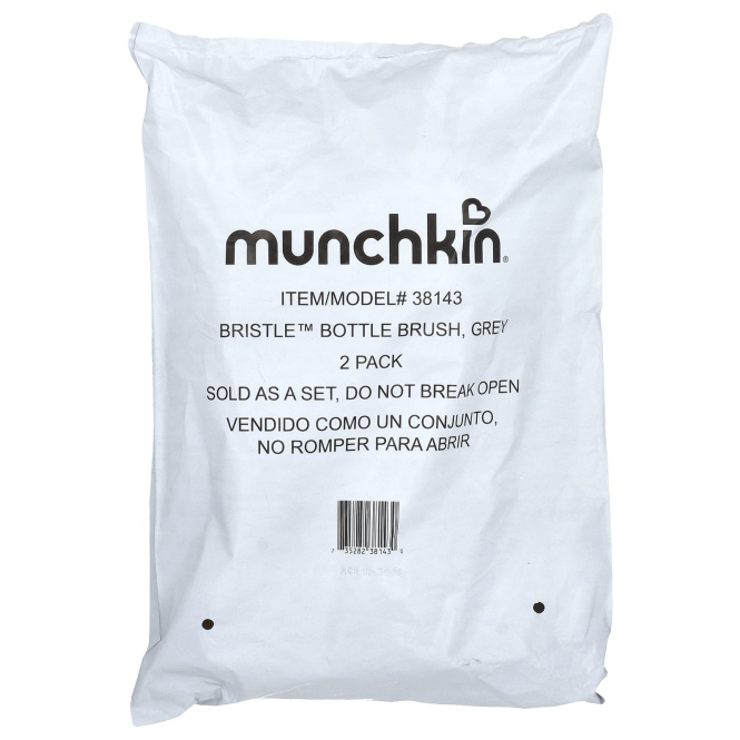Munchkin, Бутылочная щетка Bristle ™, серая, 2 шт. В упаковке