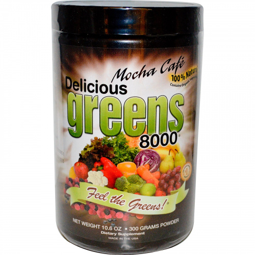 Greens World, Вкусная зелень 8000, кофе мокко, 10,6 унции (300 г)