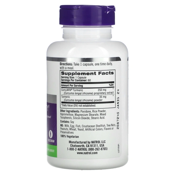 Natrol, Куркума повышенной силы, улучшенная, 60 капсул