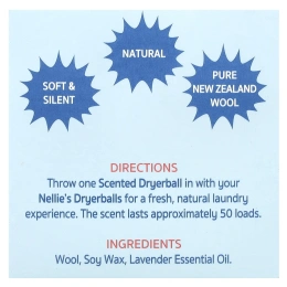 Nellie's, Ароматные шарики для стирки и сушки, лаванда, 1 шарик