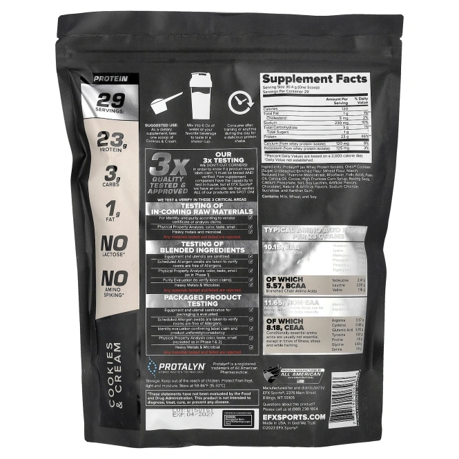 EFX Sports, Protalyn® изолят сывороточного протеина, печенье и крем, 907 г (2 фунта)