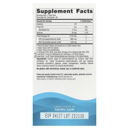 Nordic Naturals, Ultimate Omega®, растительные ЭПК и ДГК, со вкусом лимона, 60 капсул (605 мг в 1 капсуле)