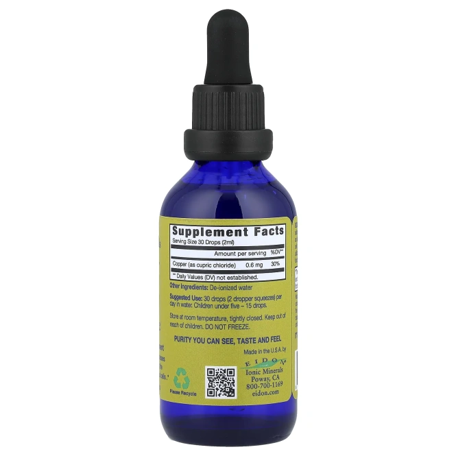 Eidon Ionic Minerals, жидкий концентрат меди, 60 мл (2 унции)