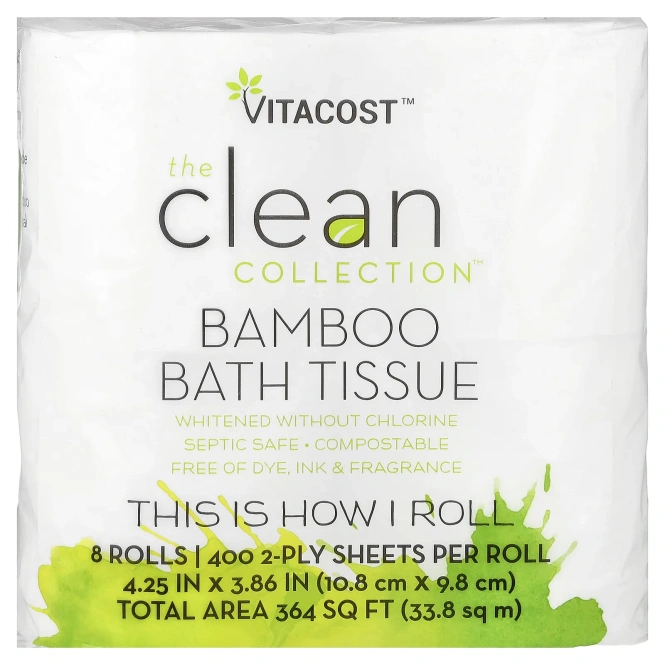 Vitacost, The Clean Collection™, Bamboo Bath Tissue, 8 Rolls