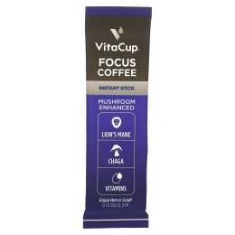 VitaCup, Focus растворимый кофе, средней обжарки, 24 палочки на одну порцию, по 3,3 г (0,12 унции)