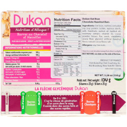 Dukan Diet, Oat Bran Chocolate Hazelnut Bars, 6 Bars, (25 g) Each
