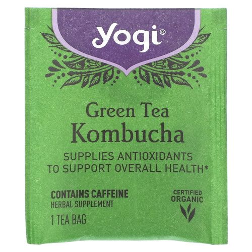 Yogi Tea, Зеленый чай с комбучей (чайным грибом), 16 чайных пакетиков, 1.12 унций (32 г)