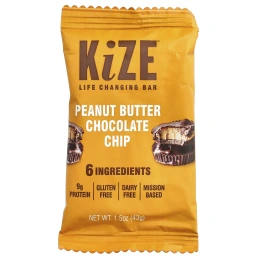KiZE Life Changing Bar, арахисовая паста и шоколадная крошка, 10 батончиков по 45 г (1,6 унции)