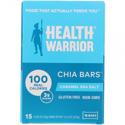 Health Warrior, Inc., Chia Bars, Caramel Sea Salt, 15 Bars, 0.88 oz (25 g)