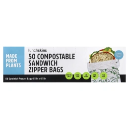 Lunchskins, биоразлагаемые пакеты для сэндвичей с застежкой, 50 шт.