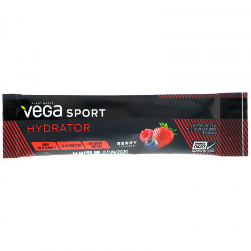 Vega, Sport, Восполнитель влаги, Ягоды, 30 пакетов, по 0,1 унц. (2,8 г) каждый
