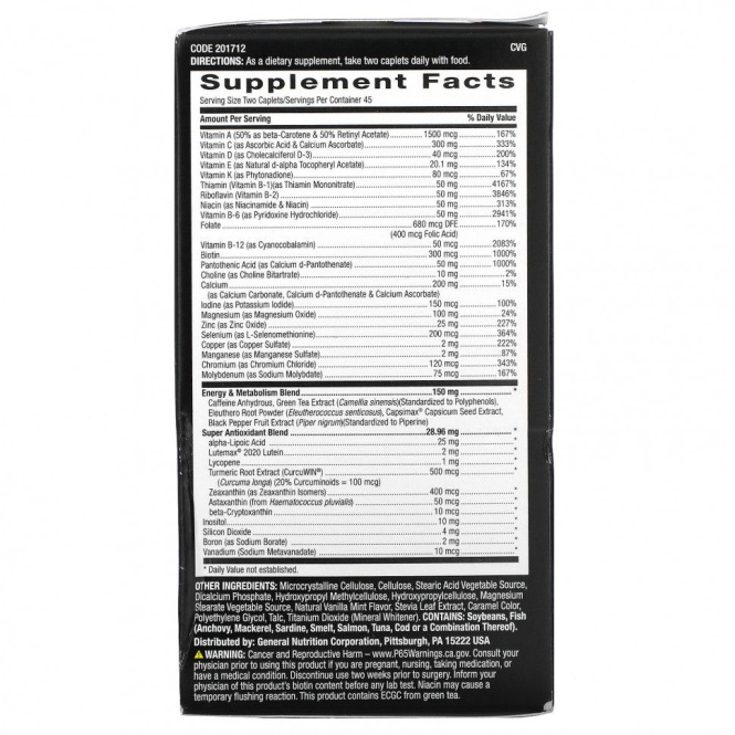 GNC Mega Men, Energy & Metabolism, Clinically Studied Multivitamin, 90 Time-Release Caplets