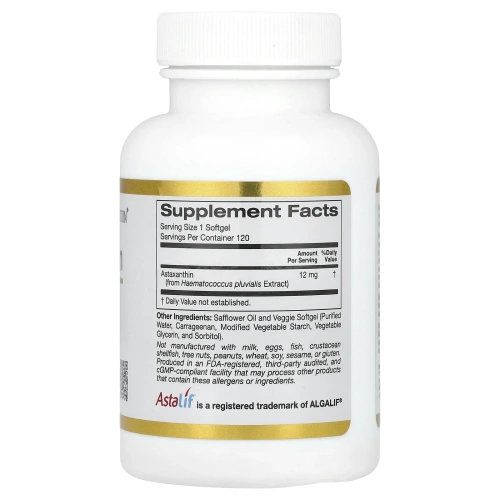 California Gold Nutrition Астаксантин Astalif® исландский 12 мг, 120 растительных капсул
