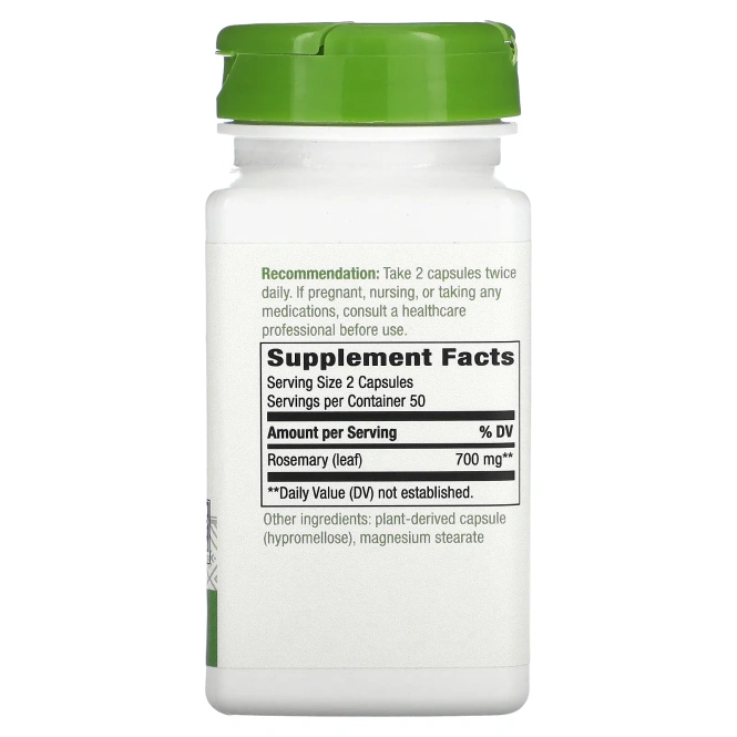 Nature's Way, лист розмарина, 700 мг, 100 веганских капсул (350 мг в 1 капсуле)