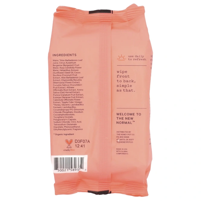 The Honey Pot Company, Салфетки, бергамот и роза, 30 шт.