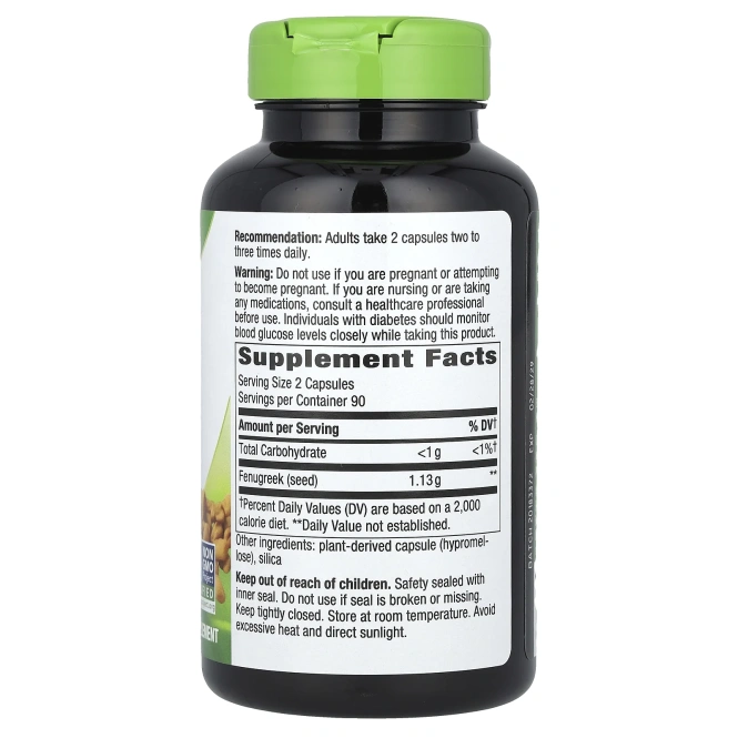 Nature's Way, семена пажитника, 1220 мг, 180 веганских капсул (610 мг в 1 капсуле)