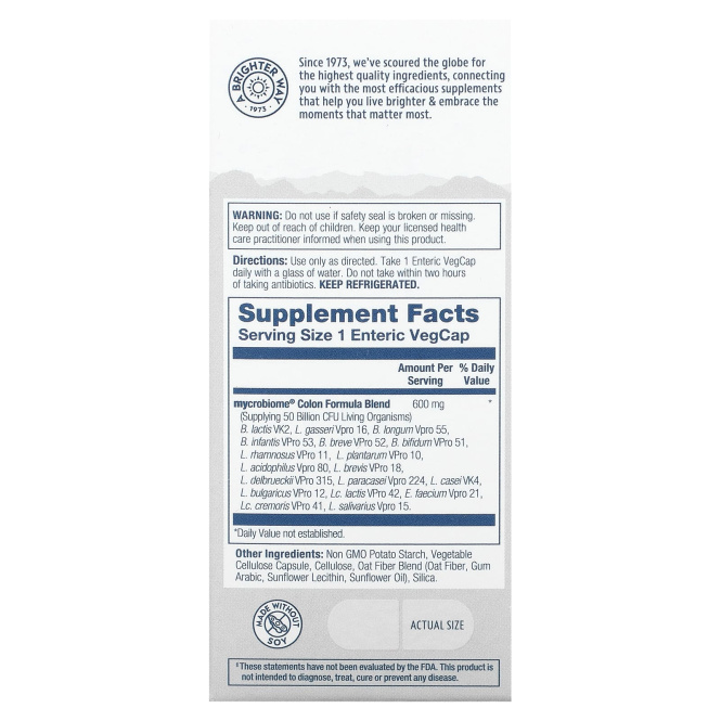 Solaray, Пробиотик Mycrobiome - Формула для толстой кишки 30 вег капсул