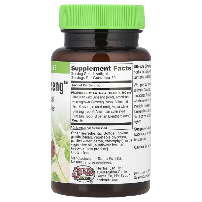 Herbs Etc., Ultimate Ginseng ™, 30 мягких таблеток