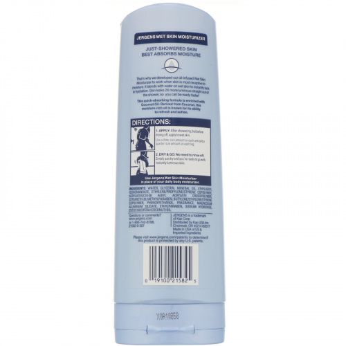 Jergens, Увлажняющее средство Wet Skin Moisturizer для нанесения на влажную кожу, с кокосовым маслом, 295 мл