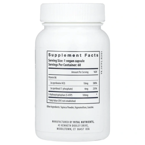 Vital Nutrients, 5-HTP, 100 мг, 60 веганских капсул