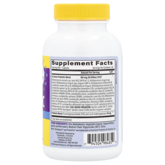 InnovixLabs, мультиштаммовый пробиотик, 50 млрд, 60 капсул с отсроченным высвобождением