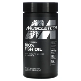 Muscletech, Platinum 100% Omega Fish Oil, Essential (серия), рыбий жир с омега-3 жирными кислотами, 100 мягких желейных капсул