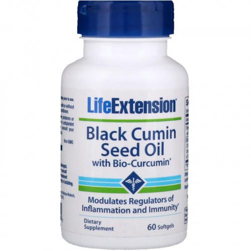 Life Extension, Масло семени черного тмина с биокуркумином, 60 мягких таблеток