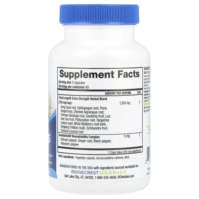 RidgeCrest Herbals, ClearLungs, особая сила, 120 веганских капсул