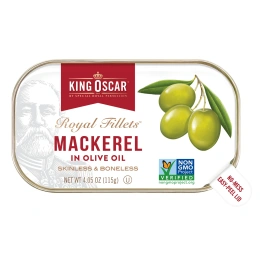 King Oscar, Royal Fillets, скумбрия в оливковом масле, 115 г (4,05 унции)