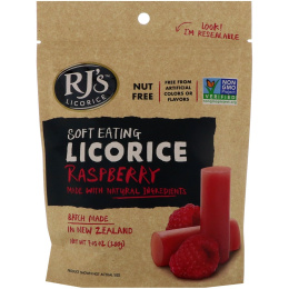 RJ's Licorice, Мягкая съедобная лакрица, Малина, 7,05 унц. (200 г)