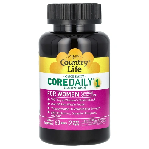 Country Life, Мультивитамины Core Daily-1, для женщин, 60 таблеток