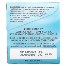 Twinings, Травяной чай, смесь ягод, без кофеина, 20 отдельных чайных пакетиков, 1,41 унц. (40 г)