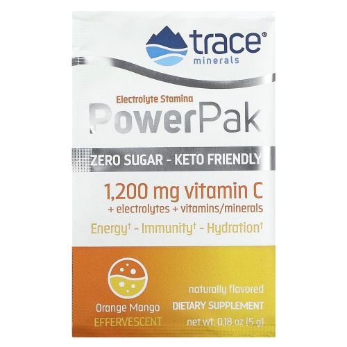 Trace Minerals Research, Electrolyte Stamina Power Pak - Апельсин Манго без сахара 30 шт
