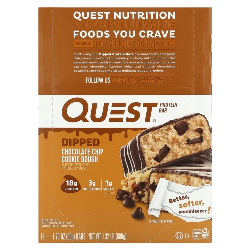 Quest Nutrition, Протеиновый батончик Quest Печенье с шоколадной крошкой 12 батончиков