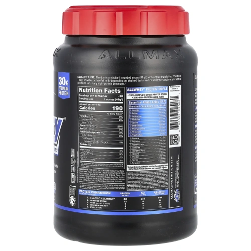 ALLMAX Nutrition, AllWhey Classic, 100% сывороточный протеин, французская ваниль, 2 фунта (907 г)