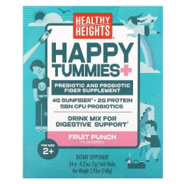 Healthy Heights, Happy Tummies+, для детей от 2 лет, фруктовый пунш, 24 пакетика по 7 г (0,25 унции)