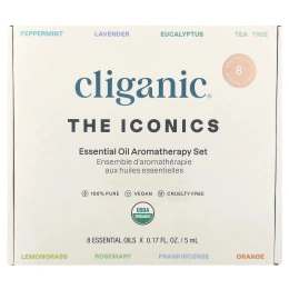 Cliganic, The Iconics, набор эфирных масел для ароматерапии, 8 флаконов по 5 мл (0,17 жидк. унции)