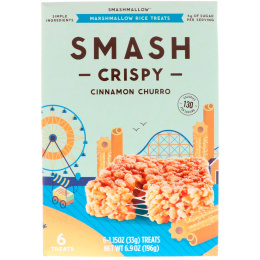 SmashMallow, Smash Crispy, коричный крендель, 6 лакомств, по 33 г каждое