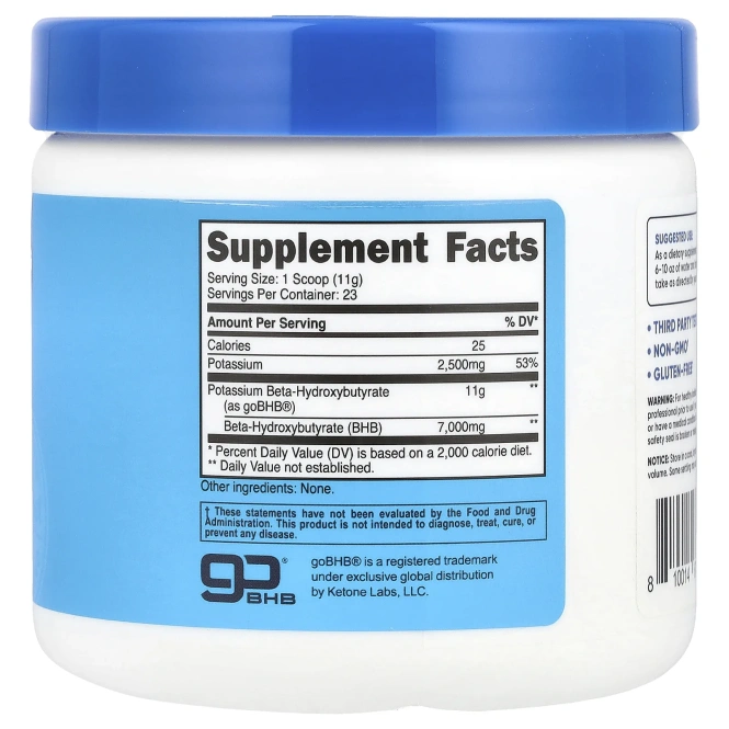 Nutricost, Калий BHB, без добавок, 250 г (8,9 унции)