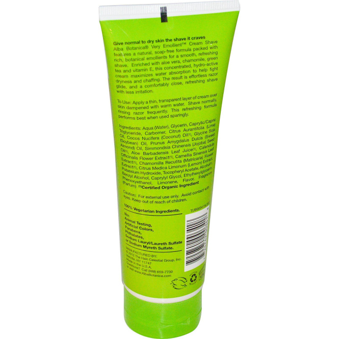 Alba Botanica, Очень смягчающий крем для бритья, кокос-лайм, 227 г (8 унций)