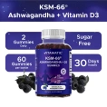 Vitamatic, KSM-66®, ашваганда и витамин D3, натуральный вкус голубой малины, 60 жевательных таблеток
