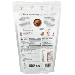 Micro Ingredients, Порошок органической цейлонской корицы, 454 г (1 фунт)