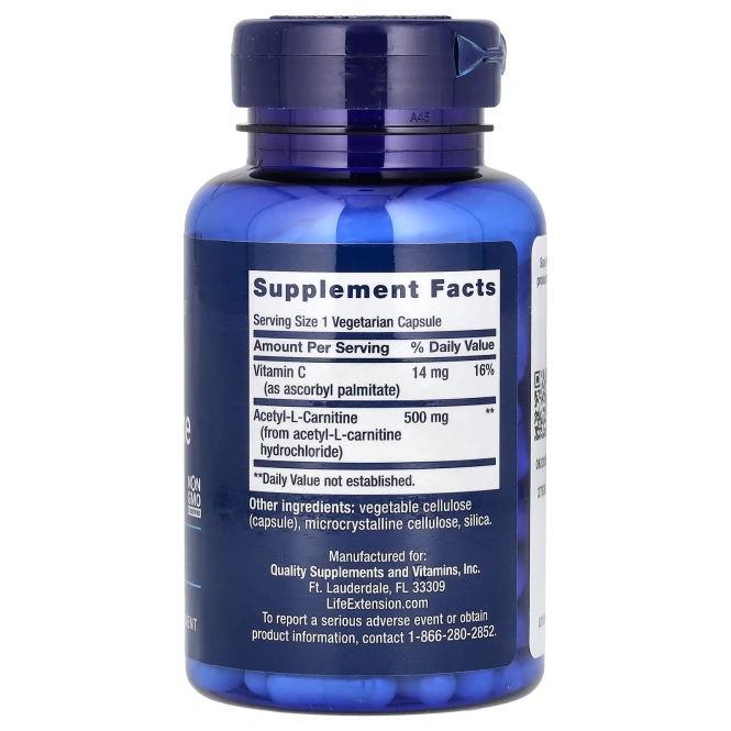 Life Extension, Ацетил-L-Карнитин, 500 мг, 100 капсул