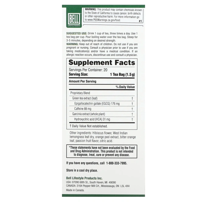 Bell Lifestyle, Ezee Slimming Tea™, 20 чайных пакетиков, 30 г