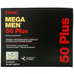 GNC Mega Men, 50 Plus, Multivitamin, 30 Packs