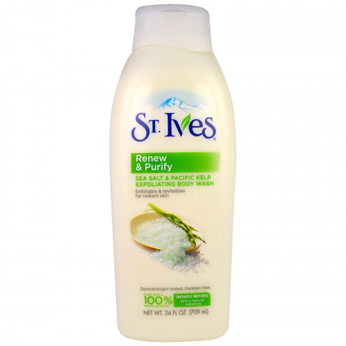 St. Ives, Renew & Purify, Sea Salt & Pacific Kelp Exfoliating Body Wash. 24 fl oz (709 ml)