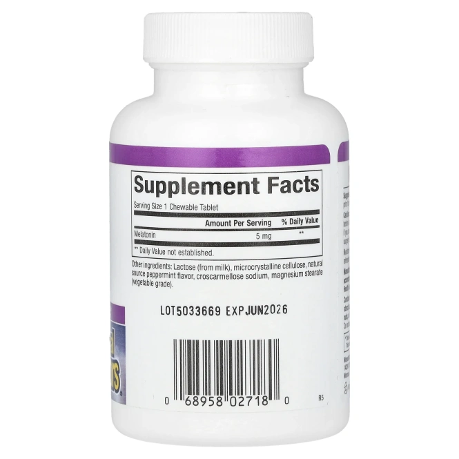 Natural Factors, Стресс-расслабление, мелатонин, 5 мг, 180 жевательных таблеток